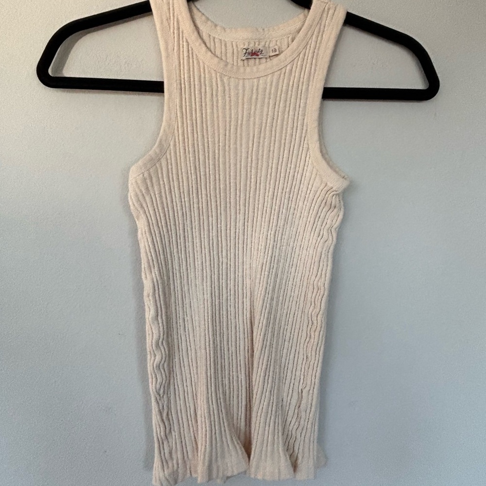 Faherty Cream Ribbed Tank Top